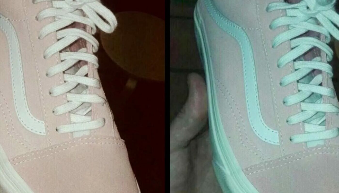 The Shoe Illusion. Is it teal and gray? Or is it pink and white?